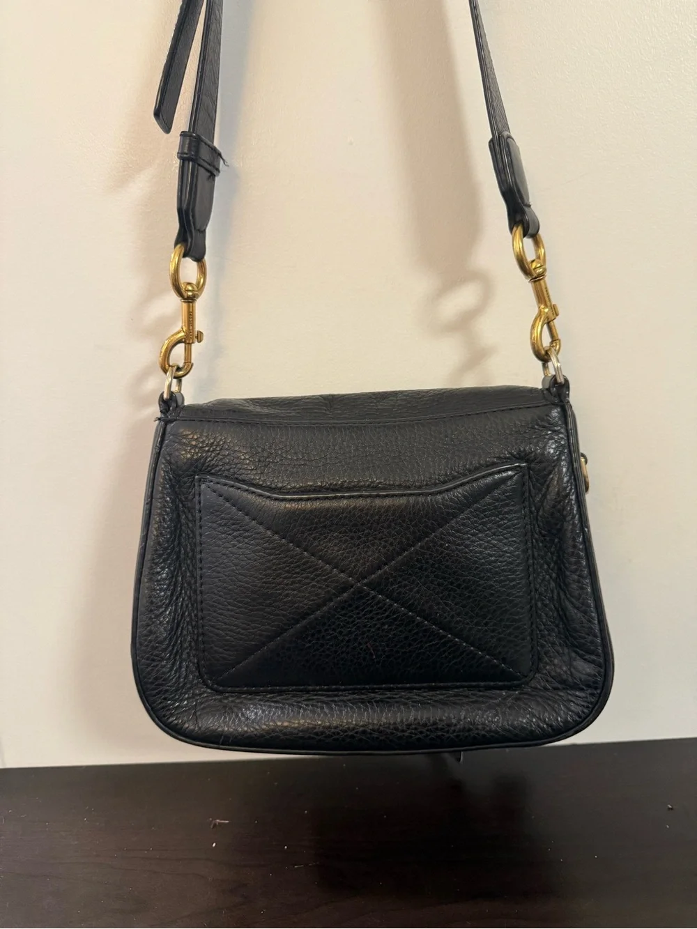 Marc Jacobs Black Leather Crossbody with Gold Hardware